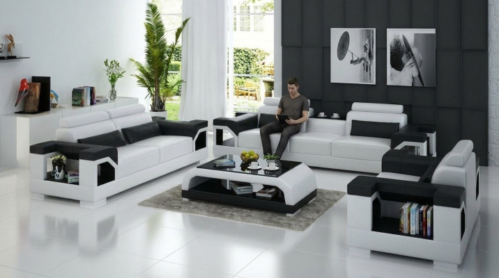 Skórzana sofa kanapa komplety wypoczynkowe 3+1+1 miejsce do siedzenia Ustawić Design Nowoczesna Sofa