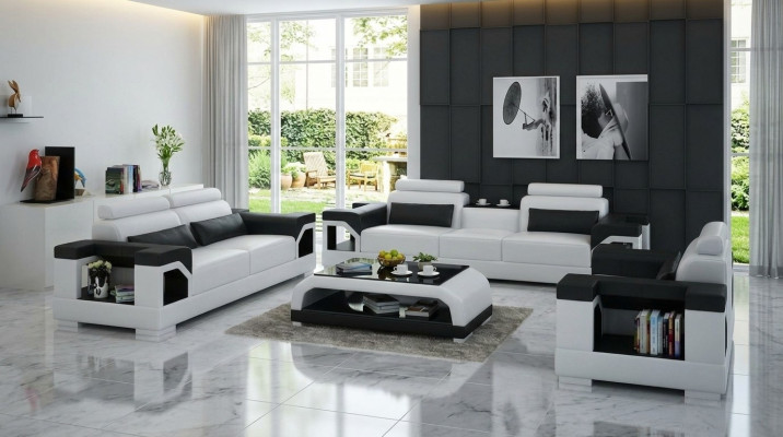 Skórzana sofa kanapa komplety wypoczynkowe 3+1+1 miejsce do siedzenia Ustawić Design Nowoczesna Sofa