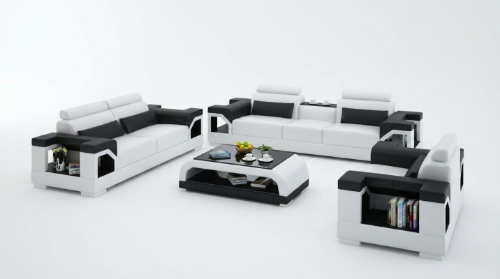 Skórzana sofa kanapa komplety wypoczynkowe 3+1+1 miejsce do siedzenia Ustawić Design Nowoczesna Sofa