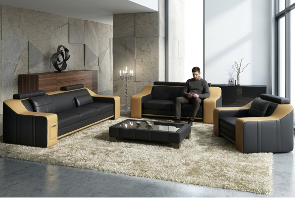 Sofa skórzana Kanapa Żywy krajobraz 3+2+1 miejsce do siedzenia Ustawić Nowoczesna Sofa Obcios nowość