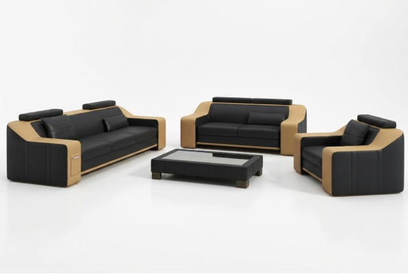 Sofa skórzana Kanapa Żywy krajobraz 3+2+1 miejsce do siedzenia Ustawić Nowoczesna Sofa Obcios nowość