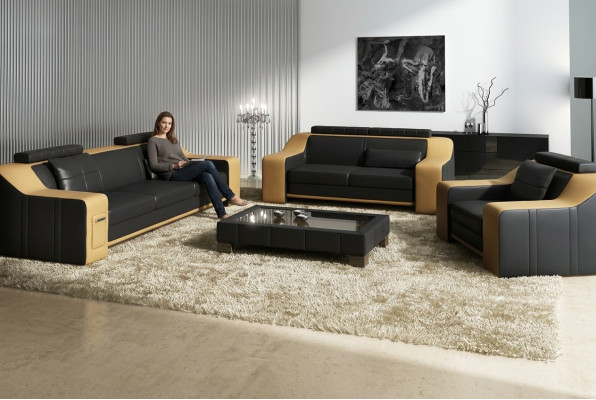 Skórzana Sofa Kanapa Zestaw sofowy Obcios Design Nowoczesna Sofa 3+1+1 miejsce do siedzenia