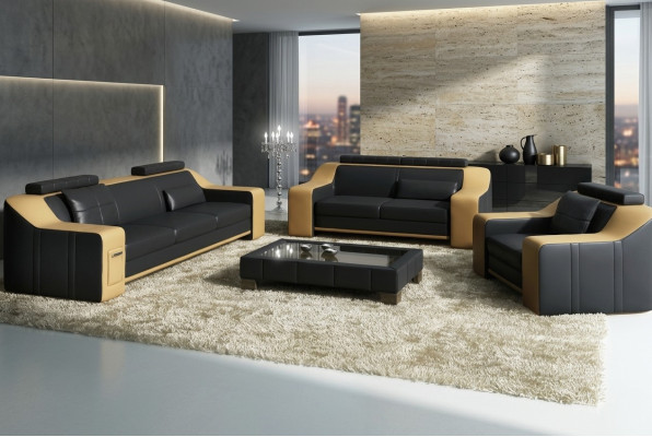 Skórzana Sofa Kanapa Zestaw sofowy Obcios Design Nowoczesna Sofa 3+1+1 miejsce do siedzenia