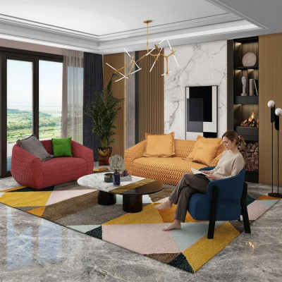 Luksusowa Sofa Włókiennicza Design Couch Zestaw sofowy 3+1+1 miejsce do siedzenia Ustawić salon Nowość