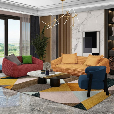Luksusowa Sofa Włókiennicza Design Couch Zestaw sofowy 3+1+1 miejsce do siedzenia Ustawić salon Nowość
