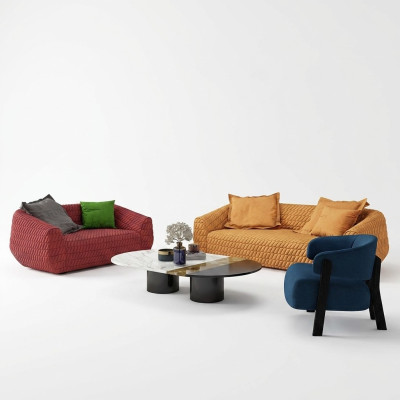 Luksusowa Sofa Włókiennicza Design Couch Zestaw sofowy 3+1+1 miejsce do siedzenia Ustawić salon Nowość