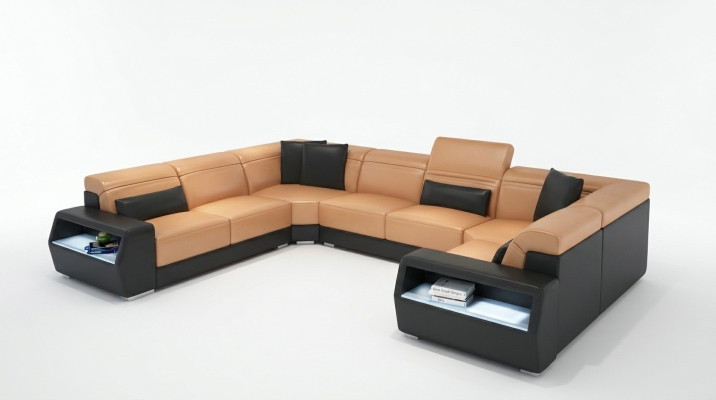 Narożnik kanapa Skóra Sofa Kanapa Podkładka Narożnik Siedziba Żywy krajobraz Ustawić -Kształt U
