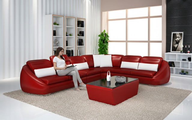 Designerska Sofa Kanapa Narożnikowa kanapa z Stołek Żywy krajobraz Ustawić Podkładkę
