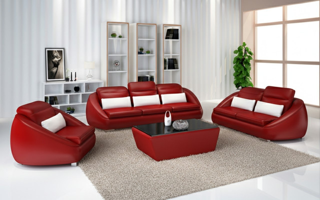 Luksusowy Zestaw mebli sofowy Sofa Podkładka 3+2 Czerwone poduszki do siedzenia Grupa