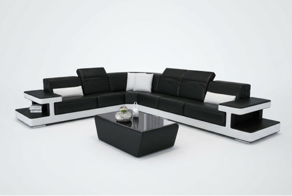 Skórzana sofa w kształcie litery L Żywy krajobraz wystrój Narożnikowa kanapa Ustawić Design Modern