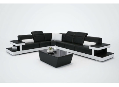 Skórzana sofa w kształcie litery L Żywy krajobraz wystrój Narożnikowa kanapa Ustawić Design Modern