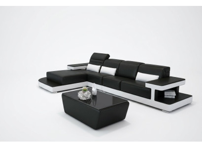 Skóra Modern Couch Żywy krajobraz Deco Sofa skórzana Zestaw sofowy Sofa w kształcie litery L