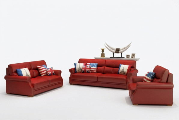 Skórzana sofa kanapa Żywy krajobraz 3+2 miejsce do siedzenia Ustawić Modern Sofa Obcios