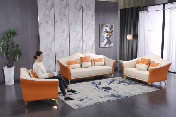 Sofa skórzana Kanapa Zestaw sofowy 3+1+1 miejsce siedzące Obcios Design Nowoczesna Sofa Nowość