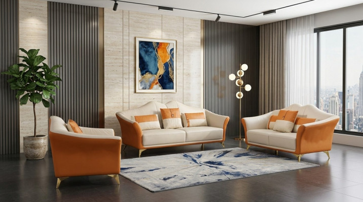 Sofa skórzana Kanapa Zestaw sofowy 3+1+1 miejsce siedzące Obcios Design Nowoczesna Sofa Nowość