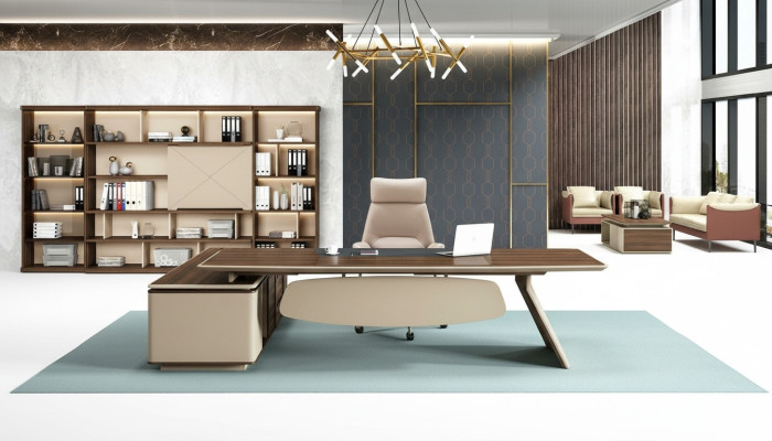 Eleganckie Biurko I Duża szafka biurowa o współczesnym designie