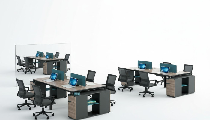 Biuro Meble obiekt stoły Tabela Call center Drewno 4 miejsca pracy Biurko