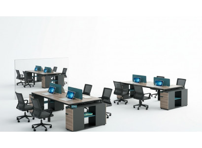 Biuro Meble obiekt stoły Tabela Call center Drewno 4 miejsca pracy Biurko