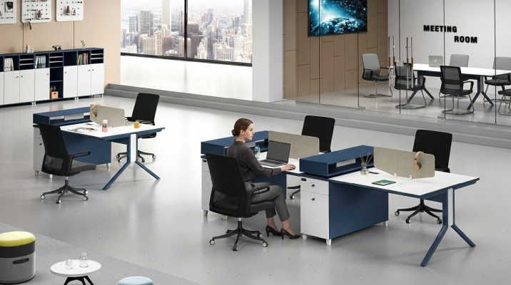 Tabela Office Meble Obiekt stoły Call Center Drewno 4 stanowiska pracy