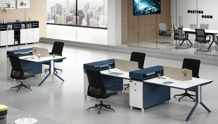 Tabela Office Meble Obiekt stoły Call Center Drewno 4 stanowiska pracy