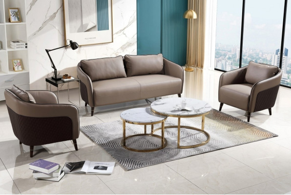 Zestaw sofowy Kanapa Biurowa Podkładka Sofa Zestaw 3+1+1 Skóra Kanapy Sofy Całkowicie Nowe