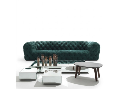 Luksusowa trzyosobowa kanapa Chesterfield Aksamit Verlor Materiałowa Podkładka Sofa