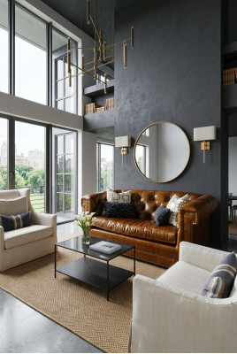 Braun Chesterfield 3-miejscowa klasyczna sofa luksusowa z skóry w stylu trzyosobowym.