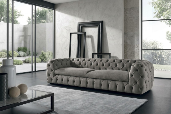 Klasyczna kanapa trzyosobowa Podkładka 3 miejsce do siedzenia Materiałowa sofa Chesterfield