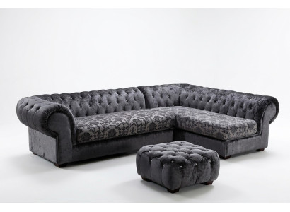 Klasyczna kanapa materiałowa Chesterfield w kształcie litery L Żywy krajobraz Narożnikowa kanapa Ustawić