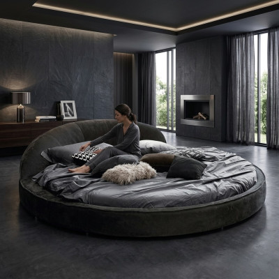 Okrągłe łóżko Modern Design Luksusowa Podkładka Okrągłe łóżka Włókiennicze Materiał łóżka okrągłe nowe