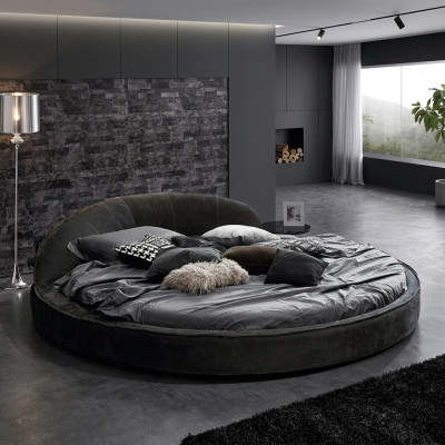 Okrągłe łóżko Modern Design Luksusowa Podkładka Okrągłe łóżka Włókiennicze Materiał łóżka okrągłe nowe