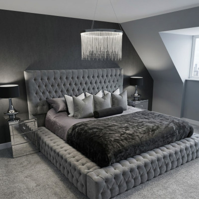 Chesterfield Łóżko Luxury Sypialnia Hotel Podkładka łóżka z przyciskami