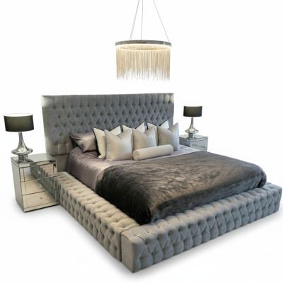 Chesterfield Łóżko Luxury Sypialnia Hotel Podkładka łóżka z przyciskami
