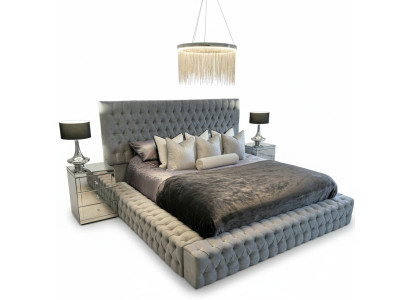 Chesterfield Łóżko Luxury Sypialnia Hotel Podkładka łóżka z przyciskami