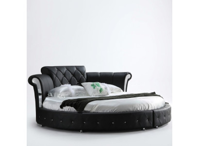 Luksusowe łóżko Chesterfield Design Okrągły Podkładka Klasyczne łóżko okrągłe Skóra Aksamit