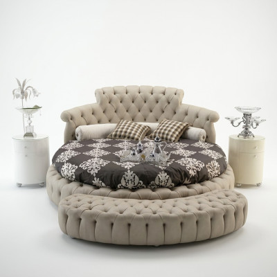 Okrągłe łóżko Okrągły Design łóżko Skóra Double Hotel Luxury Frame