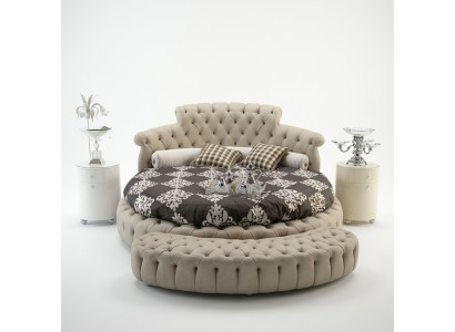 Okrągłe łóżko Okrągły Design łóżko Skóra Double Hotel Luxury Frame