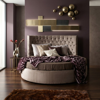 Okrągłe Chesterfield Luxury Okrągły Łóżko Classic Hotel Aksamit Włókienniczy Skóra łóżka Nowe
