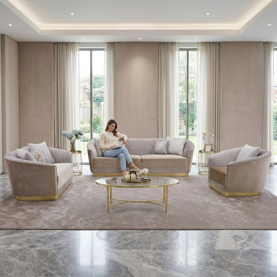 Zestaw sofowy 3+2+1 sofa materiałowa sofa kanapa miejsce siedzące Włókienniczy Materiał Podkładka Grupa Skóra
