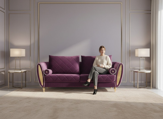 Sofa 3 miejsce do siedzenia Sofy Kanapa Podkładka Ustawić Metal Design Modern Couches