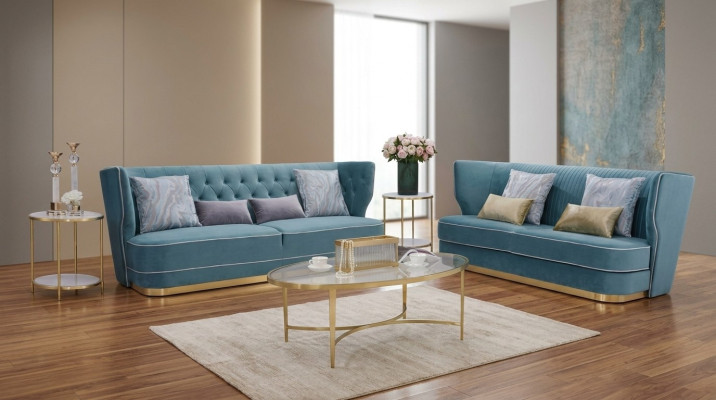 Designerski zestaw sofowy 3+3 miejsce do siedzenia Sofa Podkładka Ustawić Grupa Metal
