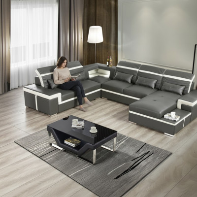 Sofy Sofa U Shape Sofa Podkładka Ustawić Żywy krajobraz Design Narożnikowa kanapa Skóra Nowość