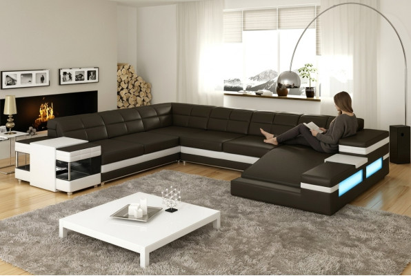 Design Narożnikowa kanapa Sofa Kanapa Podkładka Zestaw narożny Deco Skórzana Sofa Sofy Kanapy