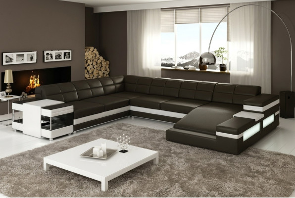 Design Narożnikowa kanapa Sofa Kanapa Podkładka Zestaw narożny Deco Skórzana Sofa Sofy Kanapy