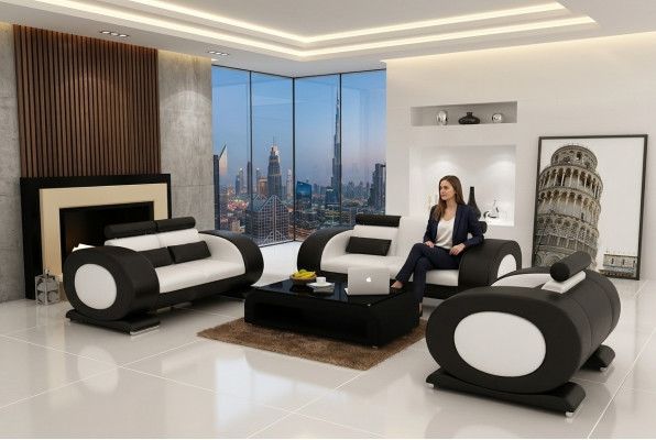 Zestaw sofowy skórzana sofa kanapa komplet sofa podkładka kanapa 3-częściowy fotel miejsce siedzące
