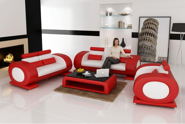 Zestaw sofowy Design Kanapy Sofy Podkładka 32 miejsce do siedzenia Zestaw Skóra Sofa Obcios