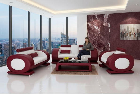 Zestaw sofowy Obcios Set Design Sofy Podkładka Kanapy Skóra 311 miejsce do siedzenia Nowe
