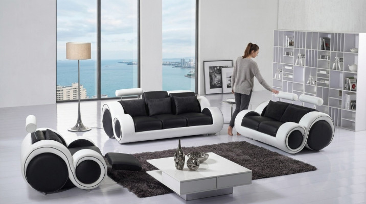 Skórzana sofa Kanapa Zestaw sofowy Nowa 3+2 miejsce do siedzenia Ustawić Design Nowoczesna Sofa