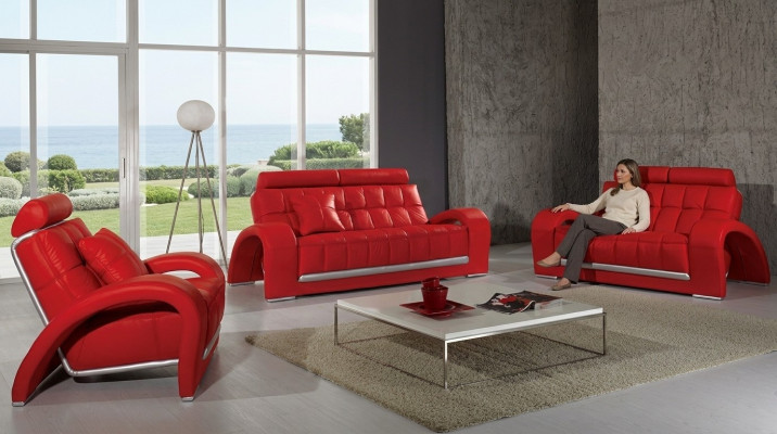 Sofa skórzana Kanapa Zestaw sofowy Nowa 3+2 miejsce do siedzenia Ustawić Design Nowoczesna sofa