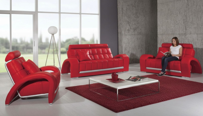 Designerski Zestaw sofowy 3+1+1 miejsce do siedzenia Sofa Kanapa Skóra Ustawić Podkładkę Zestaw